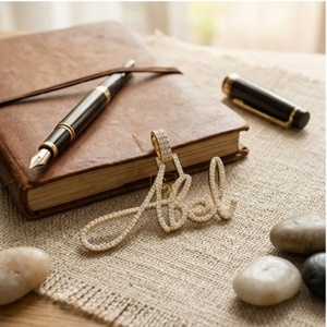 จี้สร้อยคอทองคำแท้ 14K แบบกำหนดเอง ประดับเพชรแล็บโกรว์ ตัวอักษรภาษาอังกฤษแบบเขียนลายมือ  ของขวัญสุดเก๋ไก๋  สามารถสลักชื่อได้ - Product Image 3