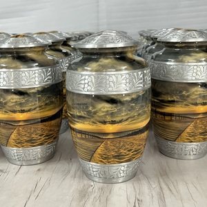 Urna Funeraria de Aluminio de Alta Calidad para Adultos, Grabada con una Hermosa Imagen de Atardecer en la Playa, Recuerdo Digital Personalizado para Cenizas Humanas - Product Image 4