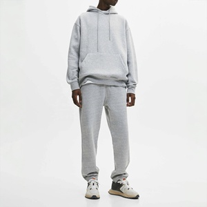 High Quality Winter Solid Color Eco-Friendly Quick Dry Casual 100% Cotton Two Piece Sets Full Zip <b>Hoodie</b> Jogging Suit Custom - Product Image 4
