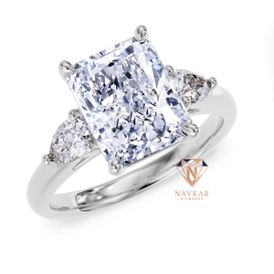 Anillo de Compromiso de Moissanita con Corte Princesa para Mujer, Diseño de Última Moda, Anillo de Boda Chapado en Plata de Ley 925 para Unisex - Product Image 1
