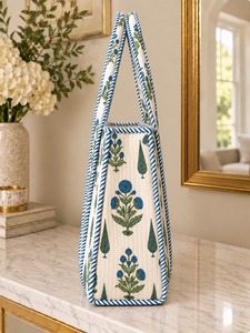 Floral Print Cotton <b>Women</b> Tote <b>Bag</b> with Zipper Closure Large Capacity <b>Travel</b> Shoulder Handbag for Casual Shopping All Seasons - Product Image 2