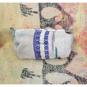 Beautiful Modern Kantha Floral Printed Lightweight Quilted Zipper Closure 3-Piece Large Women's Travel Cosmetic Organizer <b>Pouch</b> - Product Image 2