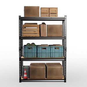 Estante de exhibición de hierro ajustable de 4 niveles con espaciado ajustable, perforado en forma de calabaza, para guantes de caucho y zapatos, 122*45*153.5cm, negro - Product Image 5
