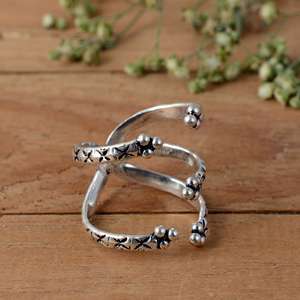 SHYAM JEWELRS Handmade Luxury Sterling <b>Silver</b> Minimalist Arthritis Splint <b>Ring</b> | <b>Adjustable</b> Double Band Joint Support Unisex - Product Image 2