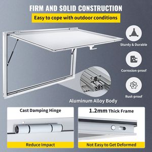 53X33 pollici a doppia punta chiusura a forcella porta di concessione finestra di servizio 85 gradi per camion di cibo vetro non incluso - Product Image 3