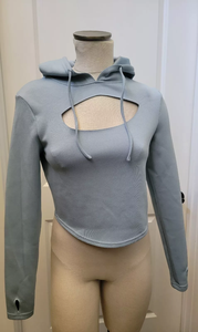 Wholesale Custom Female Workout Sports <b>Top</b> <b>Long</b> <b>Sleeve</b> Workout <b>Tops</b> Women Crop <b>Top</b> Hoodie - Product Image 2