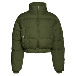 Women's Customized Color Quilted Puffer Jacket Short <b>Zipper</b> Hooded Collar Winter Warm <b>Coat</b> Full Sleeve Canvas Waterproof - Product Image 1