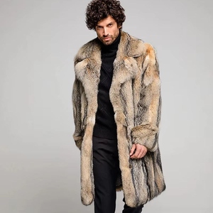 <b>Men's</b> Faux Fox Fur Overcoat Turn-down Collar Regular Sleeve Solid Color Thick <b>Long</b> Outerwear - Product Image 4