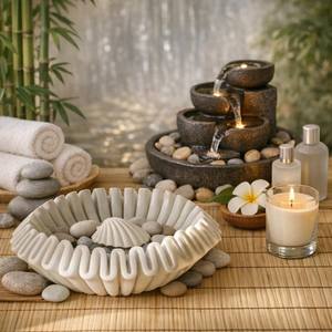 Bol en marbre onyx sculpté à la main : Bordure en zigzag, centre de table - Product Image 2