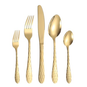 Juego de cubiertos de acero inoxidable de 5 piezas, tenedor, cuchara y cuchillo pulidos en dorado, plateado, negro, arcoíris, rosa, duradero, resistente a la decoloración, libre de BPA. - Product Image 2
