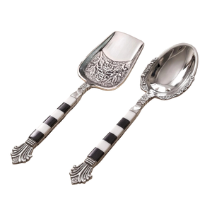 Juego de Cubiertos de Acero Inoxidable 304 de la Mejor Calidad, Elegante, de 4 Piezas, para Hotel 5 Estrellas, con Acabado Espejo, Estilo Real, Duradero y Reutilizable, Cuchara y Tenedor - Product Image 1
