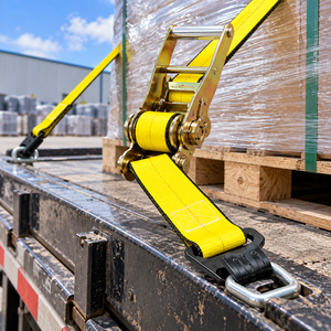 PROVINA OEM Cargo Lashing Strap with Flat <b>Hooks</b> 3" × 10m Heavy Duty Polyester Webbing 8000kg Factory Supply - Product Image 2