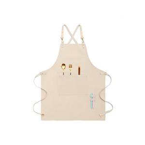 Elegante chaleco de lona para camarero con correa ajustable de cuero genuino y bolsillos para mixólogo de élite en bar lounge. - Product Image 5