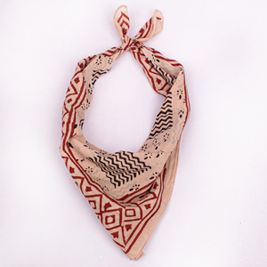Handmade Cotton Bandana <b>Square</b> <b>Scarf</b> With Leaf Pattern Bagru Style Unisex Multifunctional Casual Wear - Product Image 5