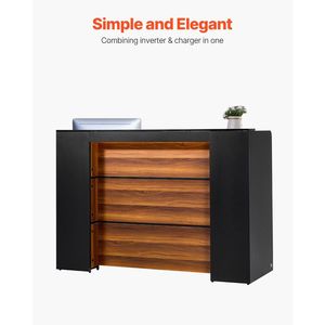 Bancone Reception Rettangolare con Illuminazione LED da 62 Pollici, Bancone per Ufficio, Negozio o Cassa - Product Image 4