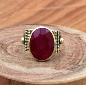 Anillo de Rubí Rojo al por Mayor, Plata de Ley 925, Hecho a Mano, Gema Natural, Estilo Boho Vintage, Joyería Personalizada para Boda, Unisex, para Fiesta - Product Image 1