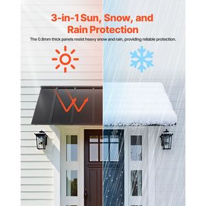 Toldo Metálico Fijo para Exteriores de 80 x 36 Pulgadas con Estructura Triangular de Acero Estable, Cubierta para Ventanas y Puertas, Protección Contra Lluvia, Nieve y Sol - Product Image 2