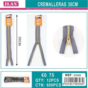 Cerniere Ilan 30 cm in metallo dorato per jeans e abbigliamento - Product Image 3