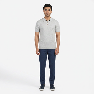Polo de Manga Corta Gris para Hombre, Transpirable, Tejido de Punto, Diseño Casual Sólido, Cierre de Botones, Corte Regular, 100% Algodón, Camisa con Logotipo Personalizado - Product Image 5