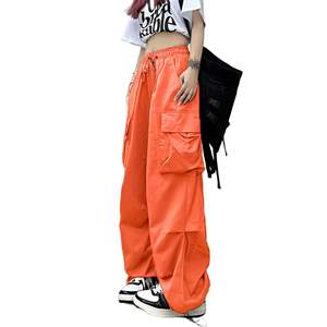 Custom Logo and Color Vintage Pockets High Waist Streetwear Baggy Casual Ladies Long Cargo Pant for Women Cargo <b>Trousers</b> - Product Image 5