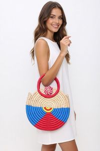 Wholesale Hand Woven Grass Basket with Festive Trim and Handle Eco Friendly Stylish Storage Basket Handmade - Product Image 5