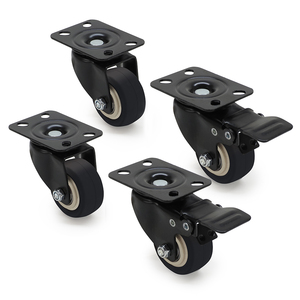 Ensemble de 4 roulettes de qualité supérieure pour armoires et meubles (2 standard, 2 avec frein) Convient aux armoires murales et aux racks de serveurs - Product Image 1