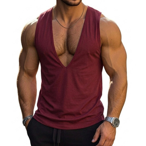 Débardeurs pour hommes en gros, style décontracté d'été, col en V profond, sur mesure, sans manches, coupe ajustée, haute qualité - Product Image 2