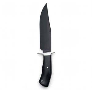 Couteau utilitaire à lame fixe personnalisé noir mat, manche ergonomique en bois d'ébène, outil de découpe pour barbecue extérieur - Product Image 3
