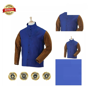 Chaqueta de Soldadura Resistente al Fuego, Mangas de Cuero, Cuerpo de Algodón FR, Chaqueta de Seguridad Resistente al Calor, Ropa de Protección Industrial OEM - Product Image 5