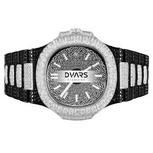 Reloj Dvars de Lujo con Diamantes Moissanite, 41 mm, Analógico, de Cuarzo, para Hombre, Correa de Acero Inoxidable, Caja Cuadrada, con Caja - Product Image 2
