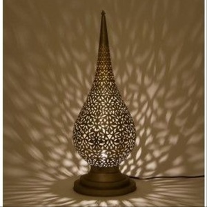 Moroccan Style <b>Brass</b> Filigree Handmade Table Lamp Oriental Silver Floor <b>Lantern</b> Removable Design Diwali Nightstand - Product Image 2