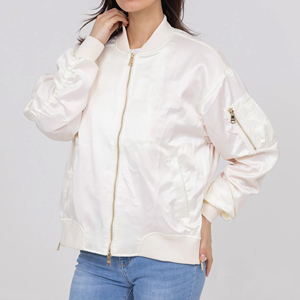 High Quality <b>Lightweight</b> Winter Bomber <b>Jacket</b> for <b>Women</b> Stand Collar Full Zipper Breathable Warm Plus Size Customized Color Logo - Product Image 2
