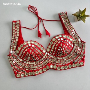 Collection de blouses sans manches et coupe pomme en soie douce style Bollywood avec broderie miroir intégrale – Exportateur de mode féminine - Product Image 1