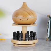 Étagère de présentation d'huiles essentielles à 2 niveaux, support de rangement en bois exquis avec 12 compartiments à rainures, étagère à huiles parfumées à 2 niveaux