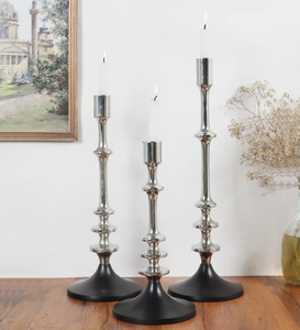 Aristea Gold/<b>Black</b> Handmade Portable Aluminum <b>Candlestick</b> Holder Set for Christmas Valentine's Day & Easter Home Decoration - Product Image 5