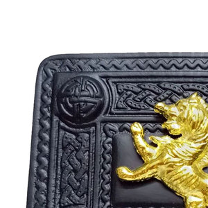 หัวเข็มขัดเข็มขัดกิลท์สก็อตแบบดั้งเดิมสีดำสนิท/หัวเข็มขัดกิลท์ลายเซลติก รูปสิงโตกำลังดึ๋ง คุณภาพสูงสุด ขายส่ง - Product Image 5