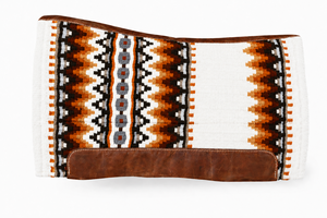 Manaal Enterprises Classic Western Saddle Pad Geometric Pattern <b>Brown</b> Leather Trim <b>Wool</b> Shell Fleece Fleece Riding Equestrian - Product Image 4