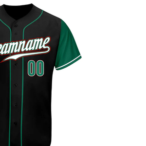 Camiseta de Béisbol Personalizada Bicolor Negra y Verde-Roja de México, con Costuras Reforzadas, Transpirable, de Secado Rápido, con Nombre de Equipo Personalizado - Product Image 3