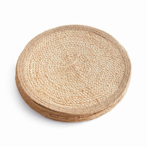 Hot Selling Natural Best Seller Tresse Artisan Jute Coil <b>Round</b> <b>Placemats</b> with Taupe Border (Set of 8) Bedroom Floor Mat Area Rug - Product Image 5