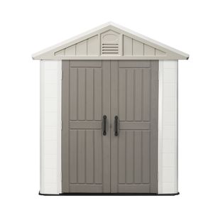 Casetta da Giardino Robusta 4x8 Piedi in Resina con Pavimento Rinforzato, Porta Lucchettabile, Resistente alle Intemperie, 15 Pollici, per Uso Esterno - Product Image 1