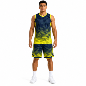 Ensemble short et maillot de basket unisexe OEM ODM, respirant, en maille, écologique, séchage rapide, polyester/coton, vêtements de sport, vente en gros personnalisée - Product Image 1