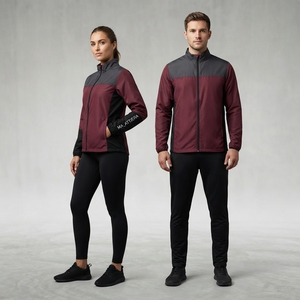 <b>Men</b> Burgundy Black Hooded Windbreaker <b>Jacket</b> Full Zip Mesh Panel Lightweight Outdoor Sports <b>Running</b> <b>Jacket</b> - Product Image 4
