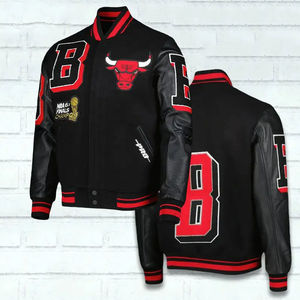 Wholesale OEM Heavyweight Chenille Embroidered Unisex Leather <b>Baseball</b> Letterman Varsity <b>Jacket</b> Premium Streetwear - Product Image 2