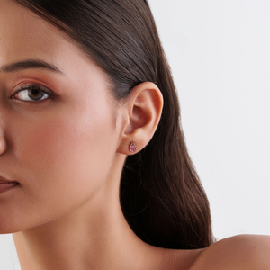 Boucles d'oreilles simples en forme de feuille de tourmaline rose, sculptées à la main, en or jaune véritable K14, pour femmes, bijoux à porter au quotidien - Product Image 4