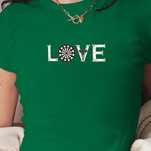 Camiseta Corta de Moda para Mujer LOVE Y2K, Ajustada, con Estampado de Dardos - Product Image 2