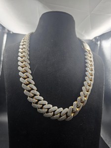 <b>Iced</b> <b>Out</b> Two Tone Cuban Link <b>Chain</b> Moissanite Micro Pave 925 Silver Rhodium Plated Thick <b>Chain</b> Hip Hop Rapper Jewelry - Product Image 2