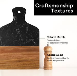 Marble Cutting Board, Charcuterie Board with Handle, Marble and Acacia Tray for steak, cheese, hamburgers and biscuits Great for - Product Image 2