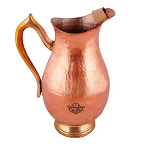 Pichet en cuivre pur martelé fait main, épais, avec poignée soudée, idéal pour l'eau, parfait pour la salle de sport et les restaurants - Product Image 2