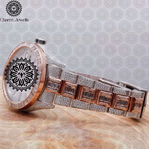Montre pour homme Charm Jewells en acier inoxydable, boîtier de 40 mm, accents de diamants, analogique, luxe, mode, mouvement mécanique, date automatique, fonction push - Product Image 6