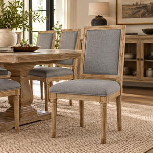 Silla de Comedor de Madera de Mango Sólida de Estilo Tradicional, Silla de Comedor de Tela de Diseño Minimalista - Product Image 1